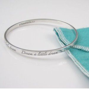 Tiffany & Co. Silver Notes "Dream A Little Dream" Bangle Bracelet